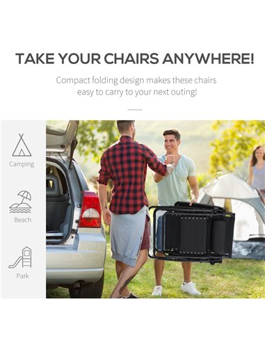 Outsunny 2 Piece Foldable Reclining Garden Chair with Headrest, Zero Gravity Deck Sun Lounger Seat Chair with Footrest, Armrest,