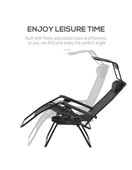 Outsunny 2 Piece Foldable Reclining Garden Chair with Headrest, Zero Gravity Deck Sun Lounger Seat Chair with Footrest, Armrest, - pic 103291 | FastDaddyshop