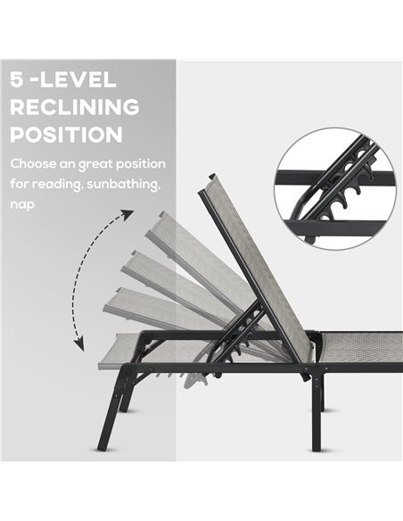 Outsunny Foldable Outdoor PE Rattan Sun Lounger Set of 2, Patio Wicker Recliners Lounge Chair w/ 5-Level Adjustable Backrest, fo - pic 103334 | FastDaddyshop