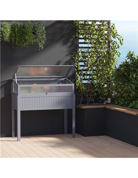 Outsunny Raised Garden Bed 2-IN-1 Wood Cold Frame Greenhouse with Elevated Garden Box, Openable Top for Flowers, Vegetables, Pla - pic 103403 | FastDaddyshop