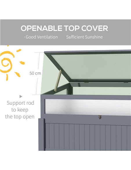 Outsunny Raised Garden Bed 2-IN-1 Wood Cold Frame Greenhouse with Elevated Garden Box, Openable Top for Flowers, Vegetables, Pla - pic 103406 | FastDaddyshop