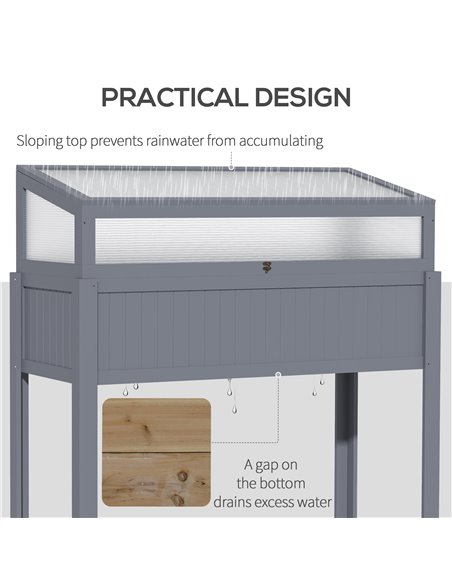 Outsunny Raised Garden Bed 2-IN-1 Wood Cold Frame Greenhouse with Elevated Garden Box, Openable Top for Flowers, Vegetables, Pla - pic 103407 | FastDaddyshop