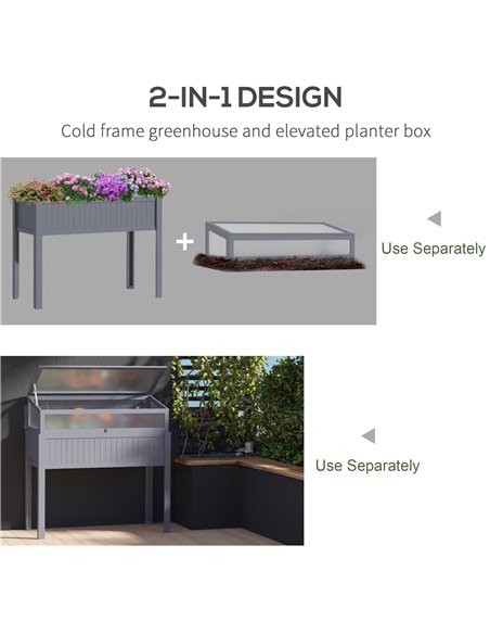 Outsunny Raised Garden Bed 2-IN-1 Wood Cold Frame Greenhouse with Elevated Garden Box, Openable Top for Flowers, Vegetables, Pla - pic 103408 | FastDaddyshop