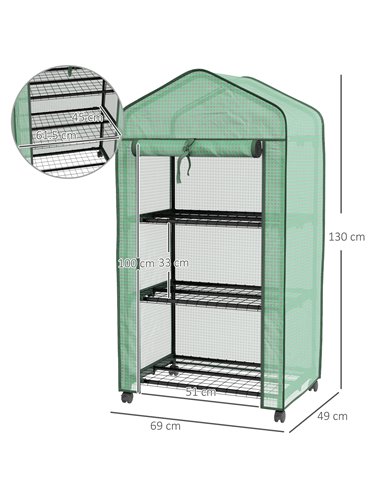 Outsunny Three-Tier Mini Greenhouse - Green 84H-068V00GN