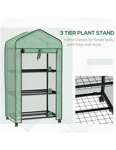 Outsunny Three-Tier Mini Greenhouse - Green 84H-068V00GN
