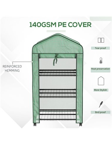 Outsunny Three-Tier Mini Greenhouse - Green 84H-068V00GN