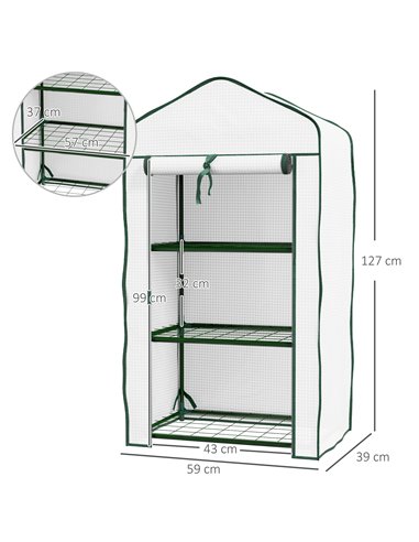 Outsunny Three-Tier Mini Greenhouse - White 84H-069V01WT