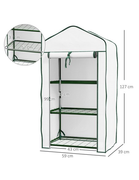 Outsunny Three-Tier Mini Greenhouse - White 84H-069V01WT - pic 103458 | FastDaddyshop