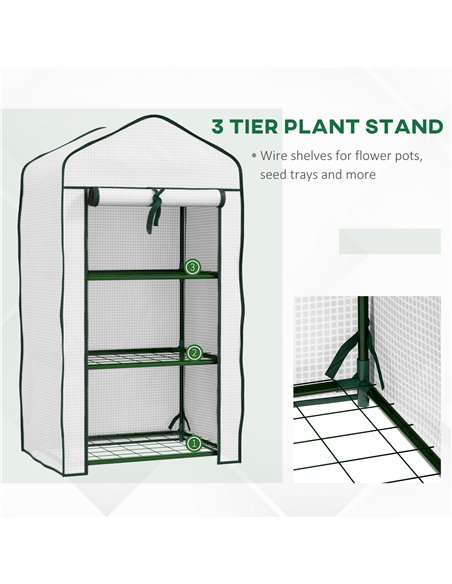 Outsunny Three-Tier Mini Greenhouse - White 84H-069V01WT - pic 103460 | FastDaddyshop