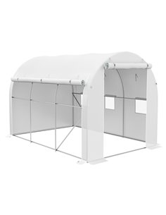 Outsunny 296 x 196cm Steel Frame Polytunnel Greenhouse - White 84H-009V01WT