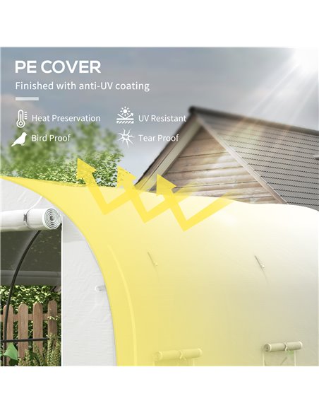 Outsunny 296 x 196cm Steel Frame Polytunnel Greenhouse - White 84H-009V01WT - pic 103468 | FastDaddyshop