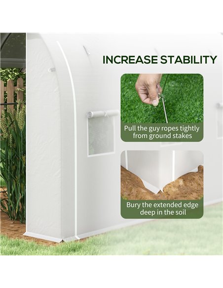 Outsunny 296 x 196cm Steel Frame Polytunnel Greenhouse - White 84H-009V01WT - pic 103471 | FastDaddyshop