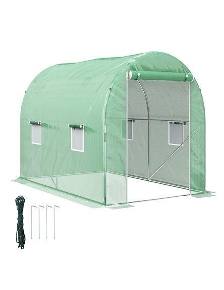 Outsunny 300 x 195cm Walk-In Tunnel Greenhouse - Green 845-155V01GN - pic 103474 | FastDaddyshop