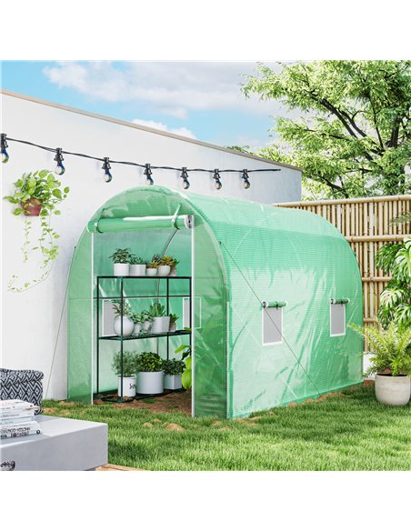 Outsunny 300 x 195cm Walk-In Tunnel Greenhouse - Green 845-155V01GN - pic 103475 | FastDaddyshop