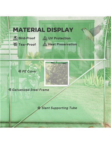 Outsunny 300 x 195cm Walk-In Tunnel Greenhouse - Green 845-155V01GN