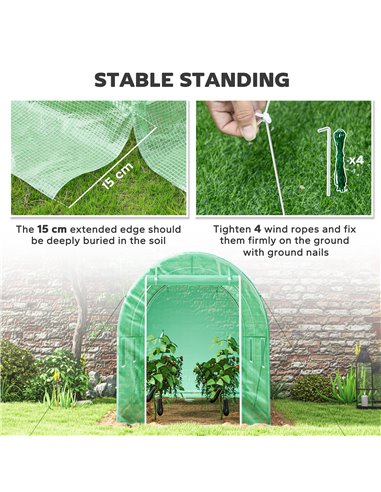 Outsunny 300 x 195cm Walk-In Tunnel Greenhouse - Green 845-155V01GN