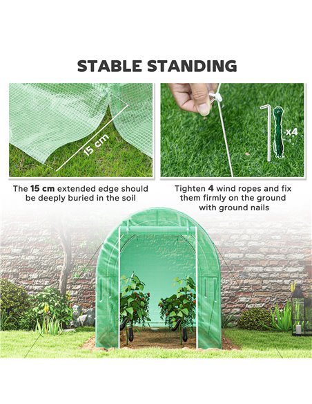 Outsunny 300 x 195cm Walk-In Tunnel Greenhouse - Green 845-155V01GN - pic 103478 | FastDaddyshop