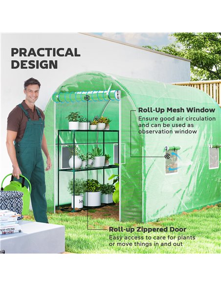 Outsunny 300 x 195cm Walk-In Tunnel Greenhouse - Green 845-155V01GN - pic 103479 | FastDaddyshop