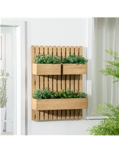 Outsunny Wall-mounted Wooden Garden Planters with Trellis, Drainage Holes and 3 Planter Boxes for Patio, Natural 845-796V00ND 2