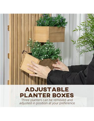 Outsunny Wall-mounted Wooden Garden Planters with Trellis, Drainage Holes and 3 Planter Boxes for Patio, Natural 845-796V00ND