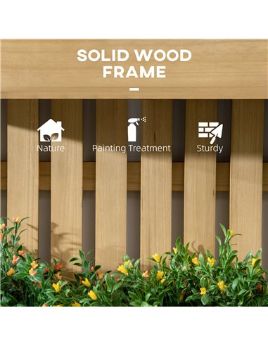 Outsunny Wall-mounted Wooden Garden Planters with Trellis, Drainage Holes and 3 Planter Boxes for Patio, Natural 845-796V00ND