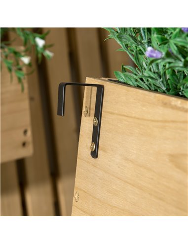 Outsunny Wall-mounted Wooden Garden Planters with Trellis, Drainage Holes and 3 Planter Boxes for Patio, Natural 845-796V00ND