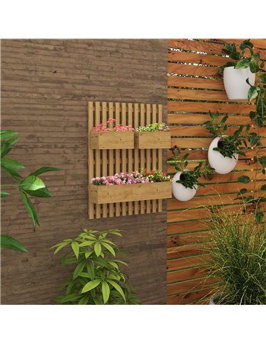 Outsunny Wall-mounted Wooden Garden Planters with Trellis, Drainage Holes and 3 Planter Boxes for Patio, Carbonised 845-796V00TN