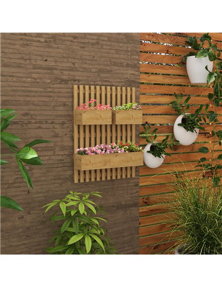 Outsunny Wall-mounted Wooden Garden Planters with Trellis, Drainage Holes and 3 Planter Boxes for Patio, Carbonised 845-796V00TN - pic 103556 | FastDaddyshop