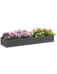 Outsunny 60 x 240cm Galvanised Steel Planter, with Open Bottom 84H-110V00CG