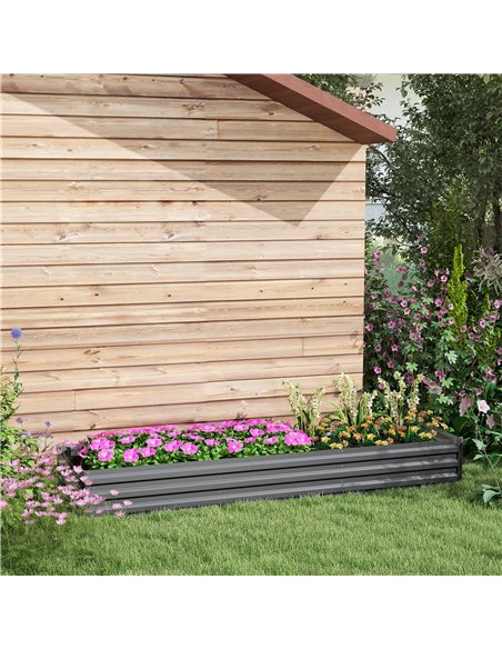 Outsunny 60 x 240cm Galvanised Steel Planter, with Open Bottom 84H-110V00CG - pic 103565 | FastDaddyshop