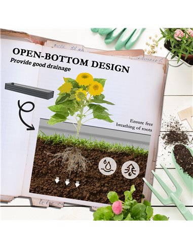 Outsunny 60 x 240cm Galvanised Steel Planter, with Open Bottom 84H-110V00CG