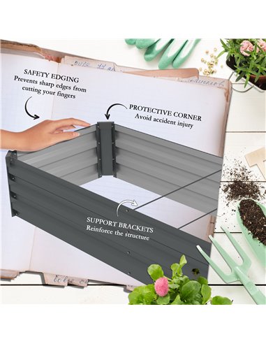 Outsunny 60 x 240cm Galvanised Steel Planter, with Open Bottom 84H-110V00CG