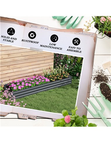 Outsunny 60 x 240cm Galvanised Steel Planter, with Open Bottom 84H-110V00CG