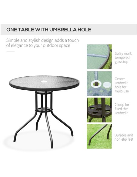 Outsunny 6 PCs Garden Patio Furniture Set Bistro Set Texteline Folding Chairs +Table +Parasol (Black) - pic 10360 | FastDaddyshop