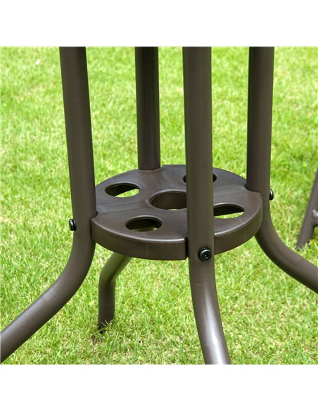 Outsunny 6 PCs Garden Patio Furniture Set Bistro Set Texteline Folding Chairs +Table +Parasol (Black) - pic 10364 | FastDaddyshop