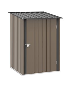 Outsunny 3.3 x 3.4ft Lean To Steel Garden Shed, with Locking Door - Brown/Grey 845-530V00BN