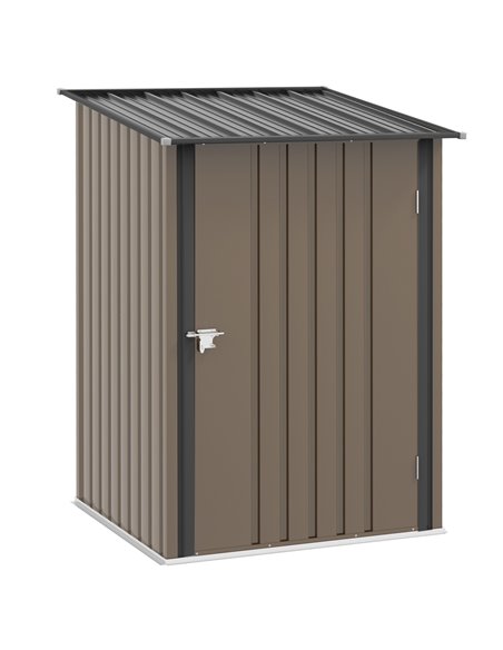 Outsunny 3.3 x 3.4ft Lean To Steel Garden Shed, with Locking Door - Brown/Grey 845-530V00BN - pic 103717 | FastDaddyshop