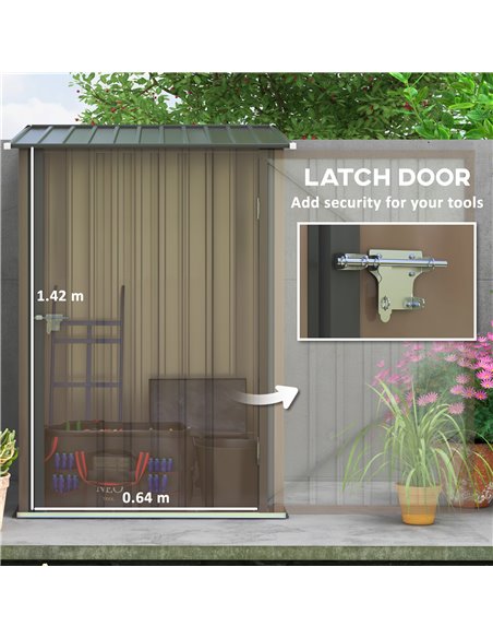 Outsunny 3.3 x 3.4ft Lean To Steel Garden Shed, with Locking Door - Brown/Grey 845-530V00BN - pic 103721 | FastDaddyshop