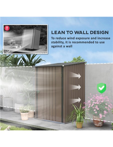 Outsunny 3.3 x 3.4ft Lean To Steel Garden Shed, with Locking Door - Brown/Grey 845-530V00BN - pic 103722 | FastDaddyshop