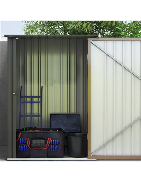 Outsunny 3.3 x 3.4ft Lean To Steel Garden Shed, with Locking Door - Brown/Grey 845-530V00BN - pic 103723 | FastDaddyshop