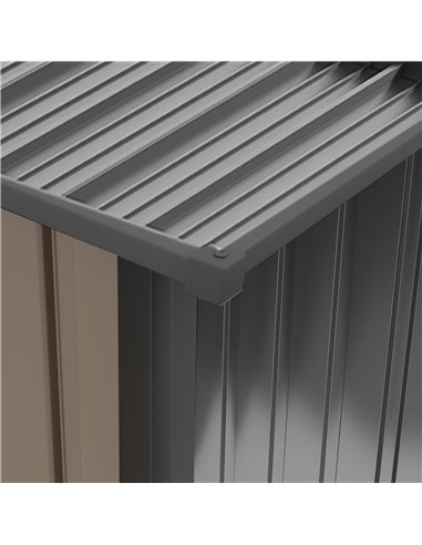 Outsunny 3.3 x 3.4ft Lean To Steel Garden Shed, with Locking Door - Brown/Grey 845-530V00BN