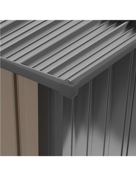Outsunny 3.3 x 3.4ft Lean To Steel Garden Shed, with Locking Door - Brown/Grey 845-530V00BN - pic 103724 | FastDaddyshop
