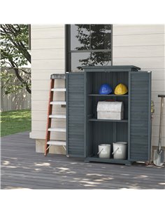 Outsunny 39.5 x 79cm Fir Wood Garden Shed - Grey 845-247GY 2