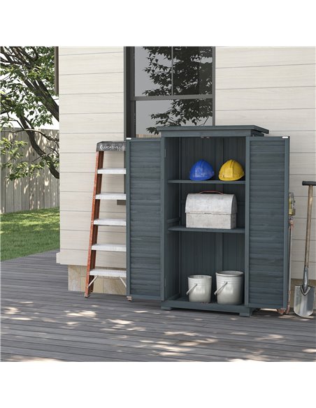 Outsunny 39.5 x 79cm Fir Wood Garden Shed - Grey 845-247GY - pic 103745 | FastDaddyshop