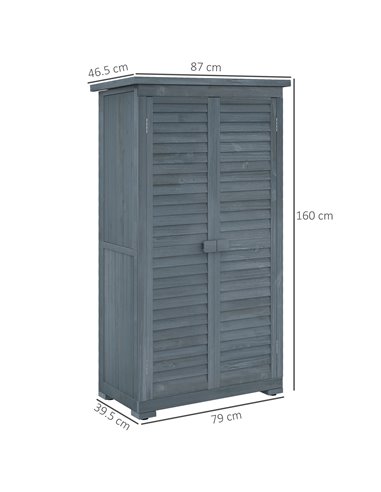Outsunny 39.5 x 79cm Fir Wood Garden Shed - Grey 845-247GY