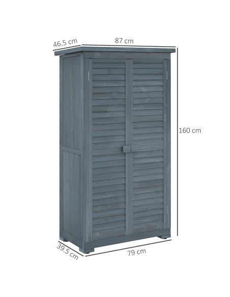 Outsunny 39.5 x 79cm Fir Wood Garden Shed - Grey 845-247GY - pic 103746 | FastDaddyshop