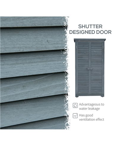 Outsunny 39.5 x 79cm Fir Wood Garden Shed - Grey 845-247GY