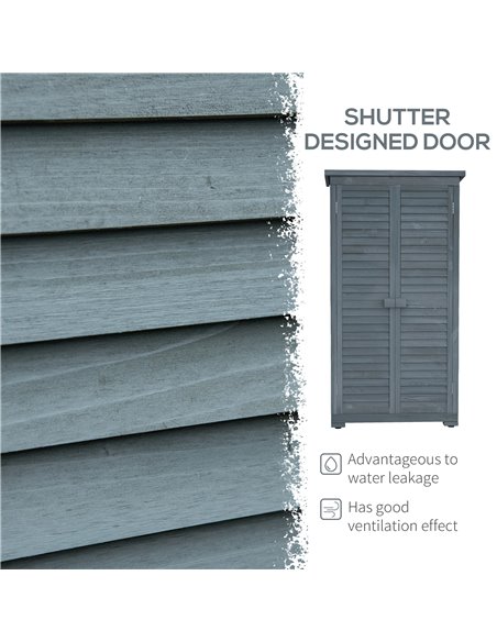 Outsunny 39.5 x 79cm Fir Wood Garden Shed - Grey 845-247GY - pic 103747 | FastDaddyshop