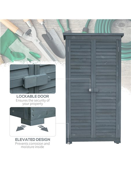 Outsunny 39.5 x 79cm Fir Wood Garden Shed - Grey 845-247GY - pic 103749 | FastDaddyshop