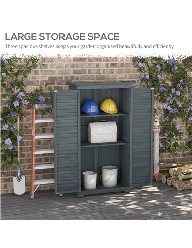 Outsunny 39.5 x 79cm Fir Wood Garden Shed - Grey 845-247GY